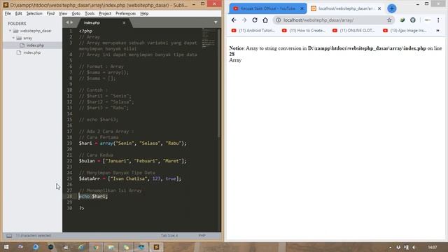 Belajar PHP untuk Pemula | #3 Array di PHP смотреть онлайн
