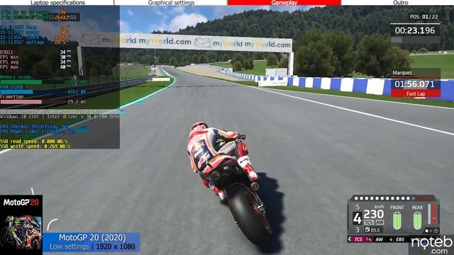 Asus Vivobook OLED (K513) - MotoGP 20 Gameplay Benchmark (i5-1135G7, Iris Xe) смотреть онлайн