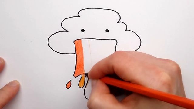 How to Draw a Cute Cloud Puking Rainbows - Step by Step - Cute and Easy for Kids смотреть онлайн