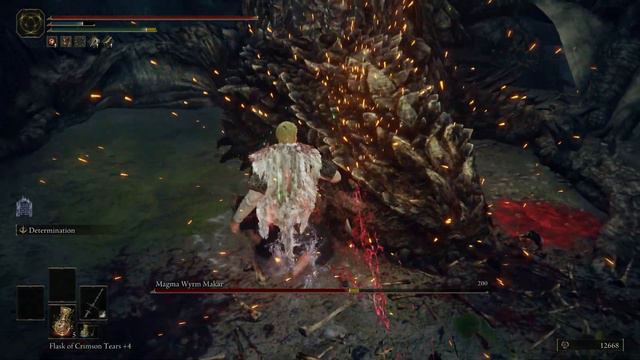 Elden Ring lv. 56 DEX Determination Flamberge 2h melee build Magma Wyrm Makar solo kill смотреть онлайн