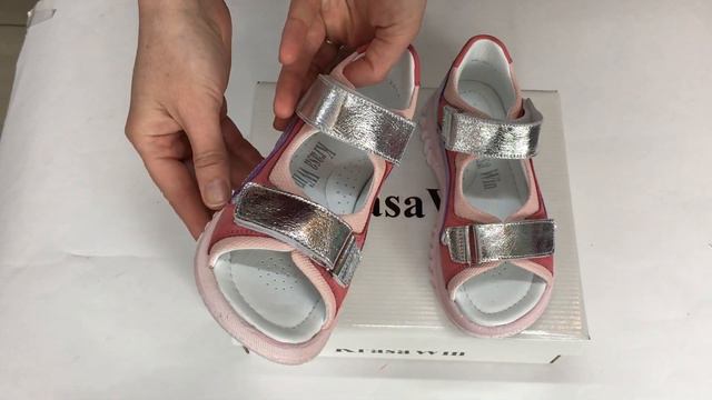 Сандалии для девочки KrasaWin, цвет серебро/сирень/розовый | 3101 04 21A смотреть онлайн