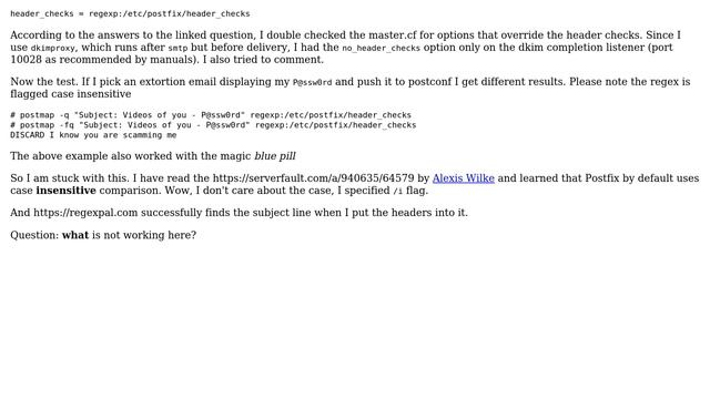 Postfix's header checks not working as expected смотреть онлайн