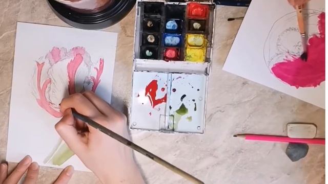 Рисуем открытку акварелью Тюльпан
