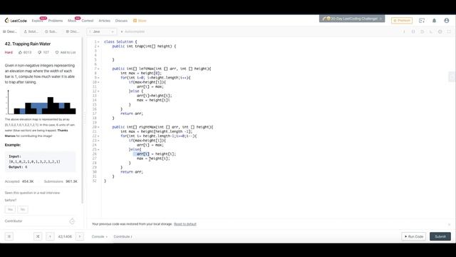 Trapping Rain Water Leetcode Problem with O(N) Time Complexity O(N) Space Complexity смотреть онлайн