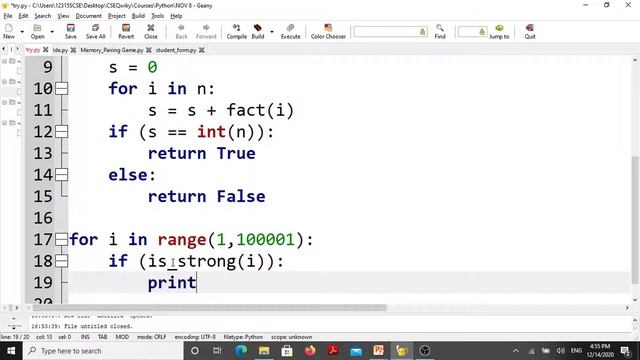 Python || Strong Number || Code Demonstration смотреть онлайн