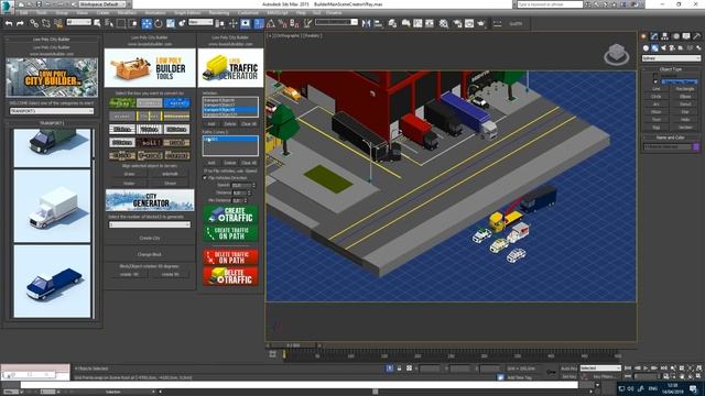 low poly city builder and PNG city builder - 3Dmax - photoshop - illustrator - Maya смотреть онлайн