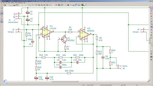 Preamplificator Pentru Doză De Pickup Cu Corecție RIAA, Cu LT1115 + NE5534