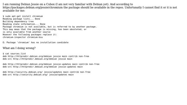 Unix & Linux: Chromium not available from repository on Debian Jessie смотреть онлайн