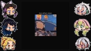 Hashiras react to Xiao|| Хашира реагируют на Сяо || 1