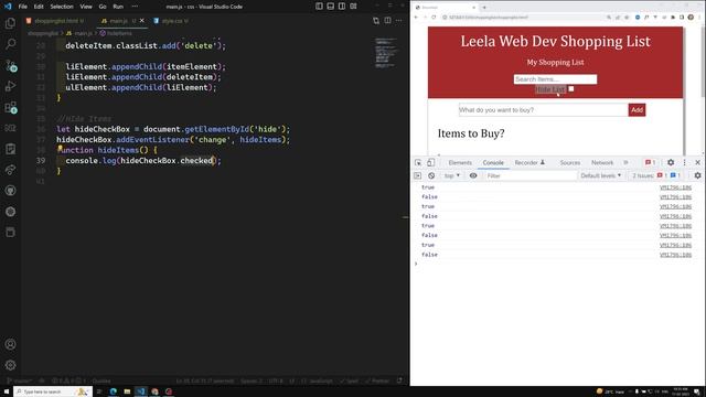 61. Hiding and Showing our Shopping List using checkbox change event - DOM. смотреть онлайн