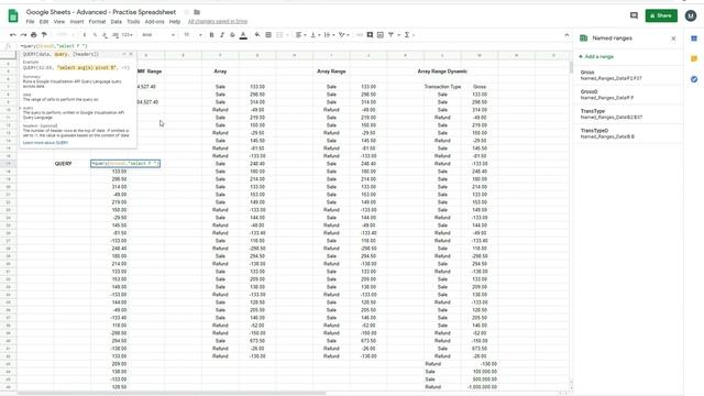 QUERY with Named Ranges in Google Sheets смотреть онлайн