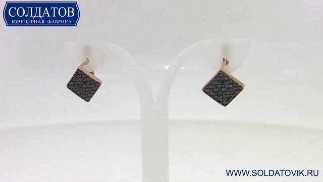 Изящные серьги с чёрными фианитами C1912 2 82