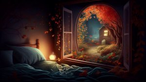 Расслабляющий осенний вид из окна с умиротворяющей музыкой для отдыха