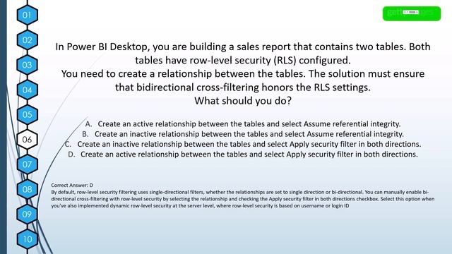 Microsoft Power BI Data Analyst [DA-100 / PL-300] - Exam Sample Questions - Part 4 смотреть онлайн