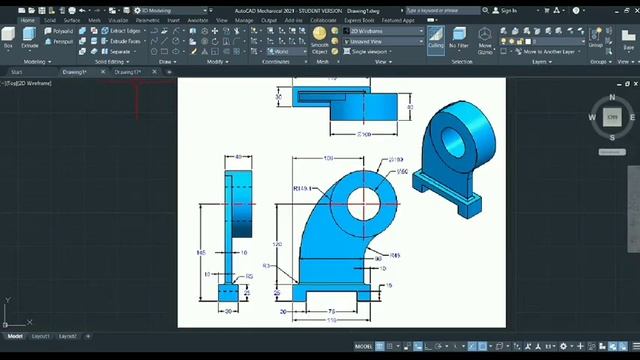 #18 AutoCAD practice Exercise 18 for beginners in Telugu|#Autocad3D#Autocad##mechanizedfordesingers смотреть онлайн