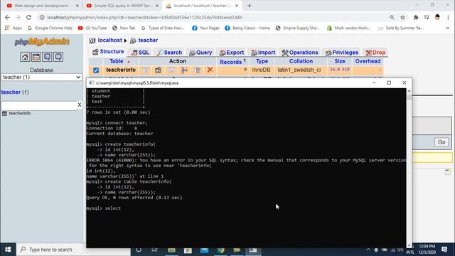 Simple SQL query in WAMP Server create database table CURD operation 2021 смотреть онлайн