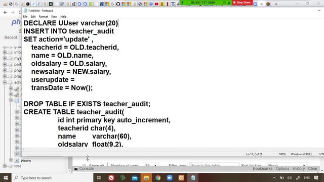 61 Modern Databases Cairo Univ Procedure Language Change Trigger to save old, new data and modifi смотреть онлайн