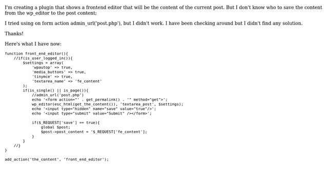 Wordpress: WP Editor, save content and category on frontend смотреть онлайн