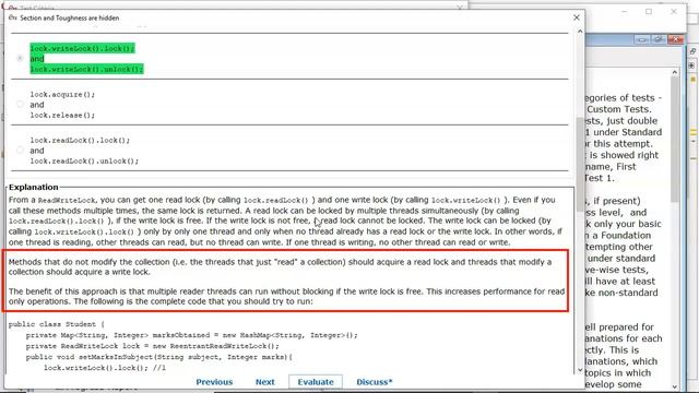 Locking and unlocking a ReadWriteLock for writing. (enthuware.ocpjp.v11.2.1104) смотреть онлайн