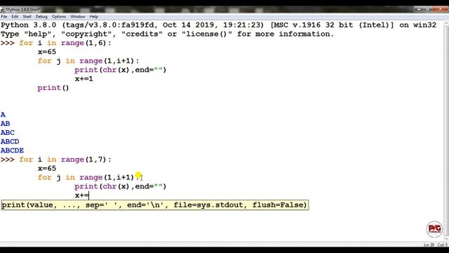 Python for class 11/CS and IP/ Printing 'ABCD' in Right Triangle Shape/sumita arora/preeti /#python смотреть онлайн