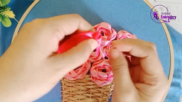 Ribbon Embroidery - Rose Bucket