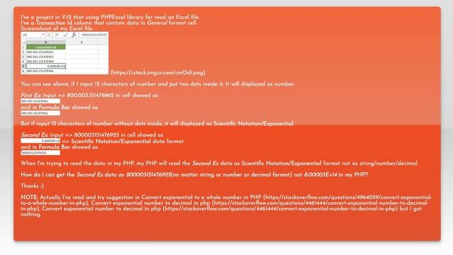 PHP: How do I can get data as string format from Excel data with scientific notation / exponenti... смотреть онлайн