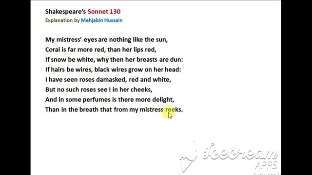 Sonnet 130 by William Shakespeare explanation in English II Part 1 смотреть онлайн