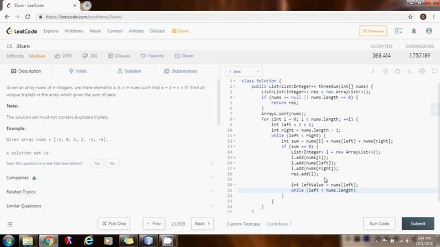 Coding Interview Tutorial 3: Three Sum [LeetCode] смотреть онлайн
