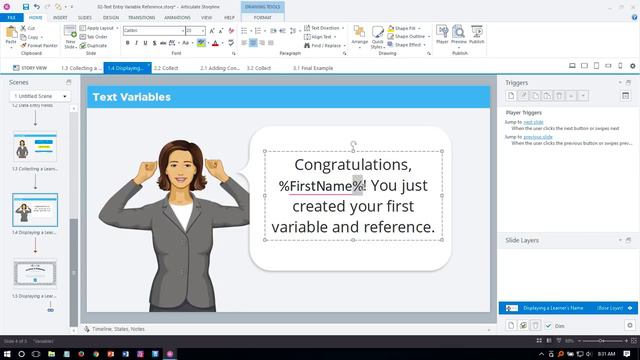 Articulate Storyline 360: Using Variables to Display a Learner Name смотреть онлайн
