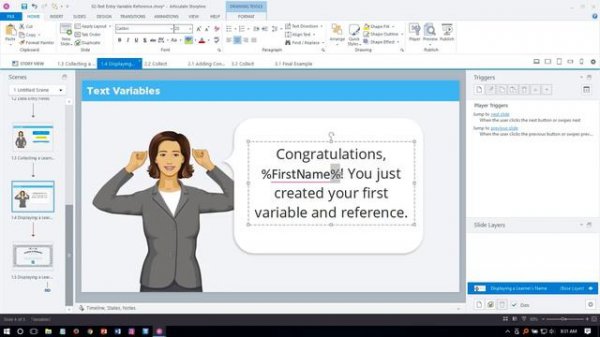 Articulate Storyline 360: Using Variables to Display a Learner Name