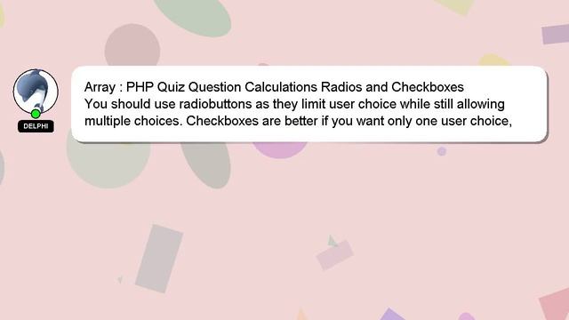 Array : PHP Quiz Question Calculations Radios and Checkboxes смотреть онлайн