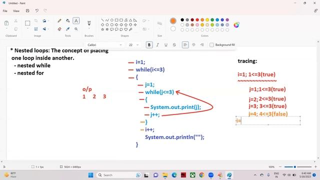 Java tutorial - nested while loop - java full stack by lokesh jammugani смотреть онлайн