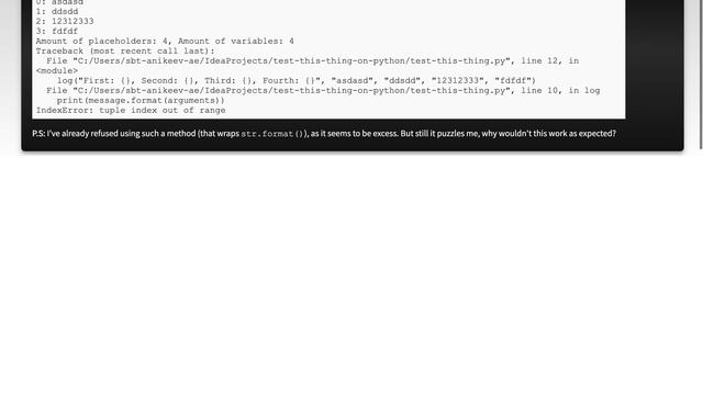 IndexError: tuple index out of range when parsing method arguments смотреть онлайн