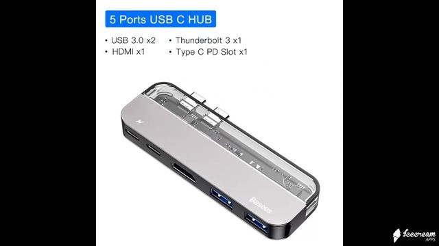Baseus USB C Thunderbolt 3 HUB for MacBook Pro смотреть онлайн