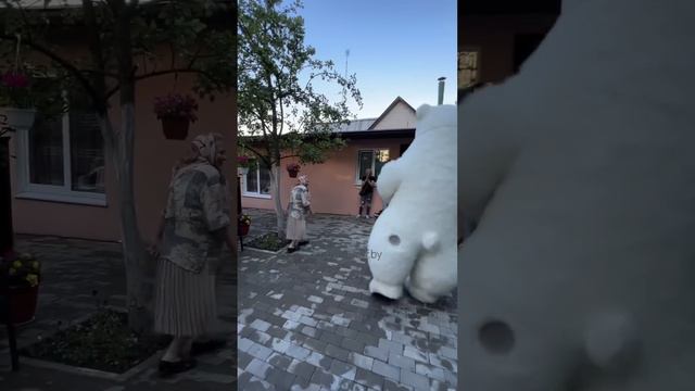 Бабушка убегает от мишки, который пришел поздравить её с 85-летием 🤗 смотреть онлайн
