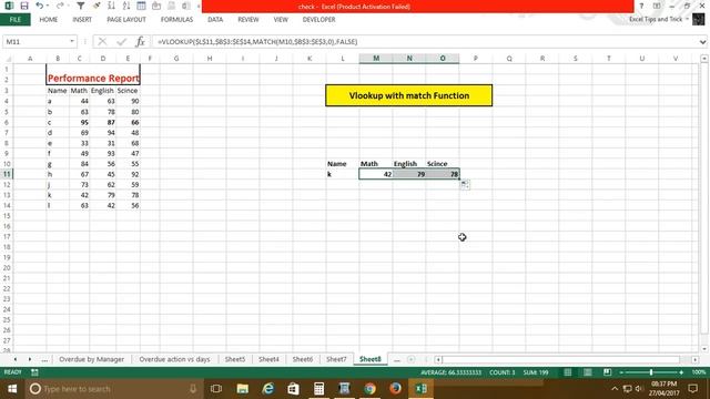 Vlookup with match function in Excel смотреть онлайн