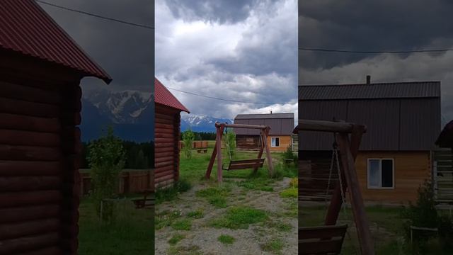Горный Алтай. База Родник с видом на заснеженные горы. смотреть онлайн
