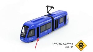 Трамвай Технопарк с резинкой, свет-звук 30 см
