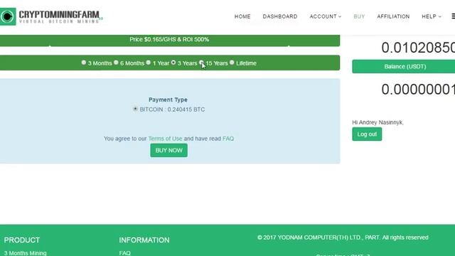 Заработок Биткоинов. Облачный майнинг CryptominingFarm +50 GHS для старта