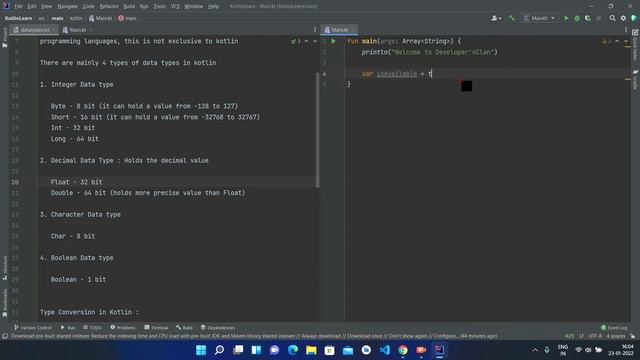 Koltin DataTypes || Kotlin Tutorial for Beginners || Developer'sClan смотреть онлайн