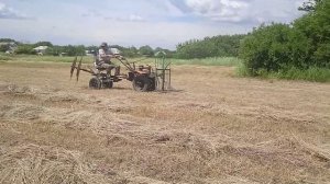 Как собрать сено с помощью мотоблока