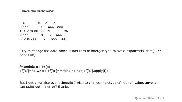 Pandas : Error:cannot convert float NaN to integer in pandas смотреть онлайн