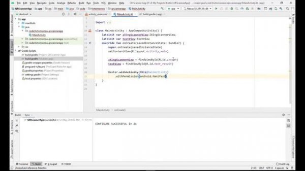 How to create a qr code scanner app in android studio in kotlin