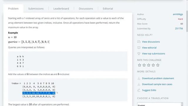 HackerRank Array Manipulation смотреть онлайн