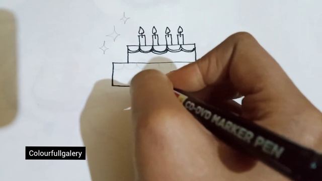 How to draw cute cake?|very Easy&simple cake sketch with black marker|marker sketch|colourfullgaler смотреть онлайн