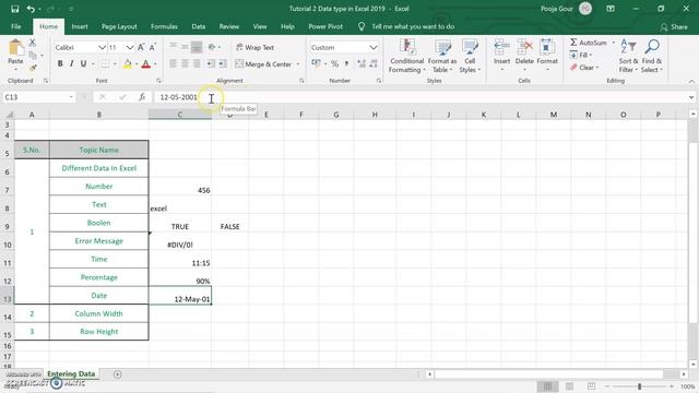 Learn Data Types in Excel 2019 (Tutorial 3) | For Learning Skills смотреть онлайн
