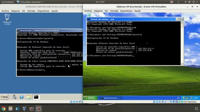 Configuración de red entre cliente servidor - Windows Server 2008 R2 - Windows XP (VirtualBox) смотреть онлайн