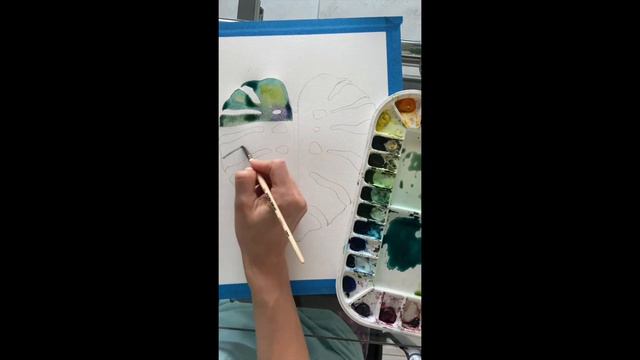 Beginners' Watercolor Class Monstera Leaf смотреть онлайн
