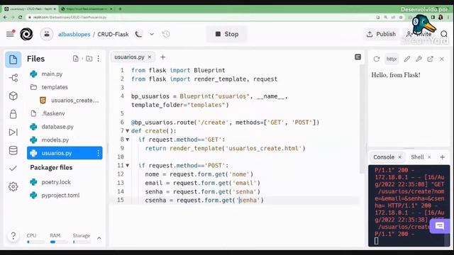 [Flask] CRUD em Flask + SQLite usando o Repl.it смотреть онлайн