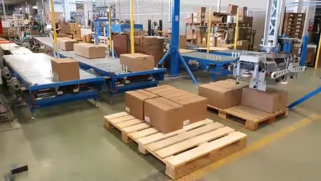 Укладка коробок на поддон.Робот паллетайзер. Автоматическая упаковка паллет смотреть онлайн
